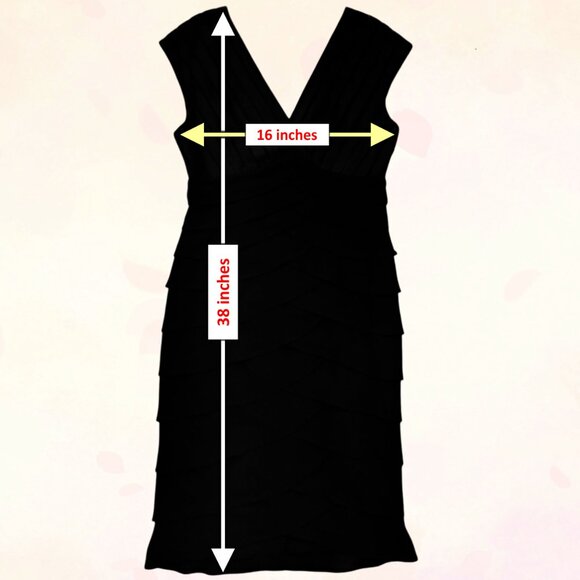 Adrianna Papell Women Black Lined Ruffle Tiered Cocktail Evening Midi Dress S6 - Picture 10 of 10